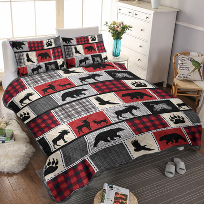 Moose Check CLM2810305B Quilt Bedding Set