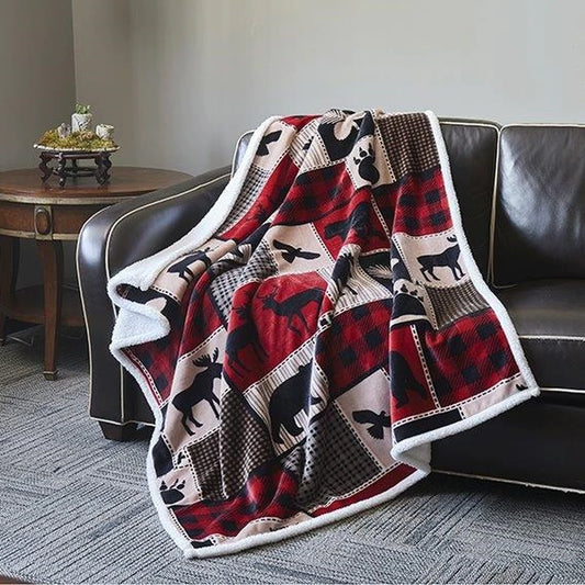 Moose Flannel CLM1810116S Sherpa Fleece Blanket