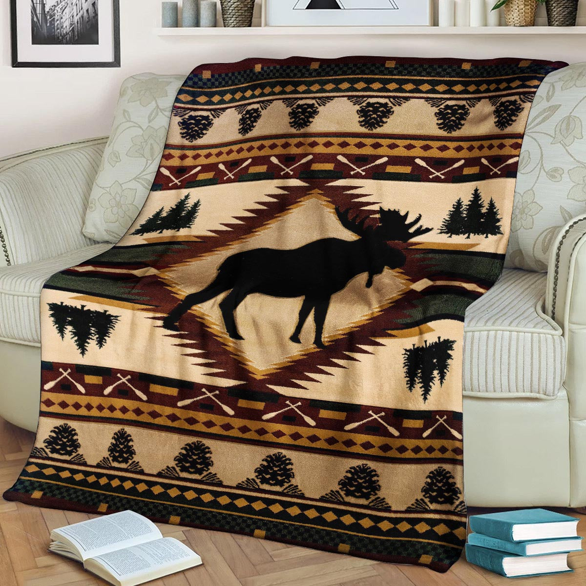 Moose Native American NT051035F Sherpa Fleece Blanket