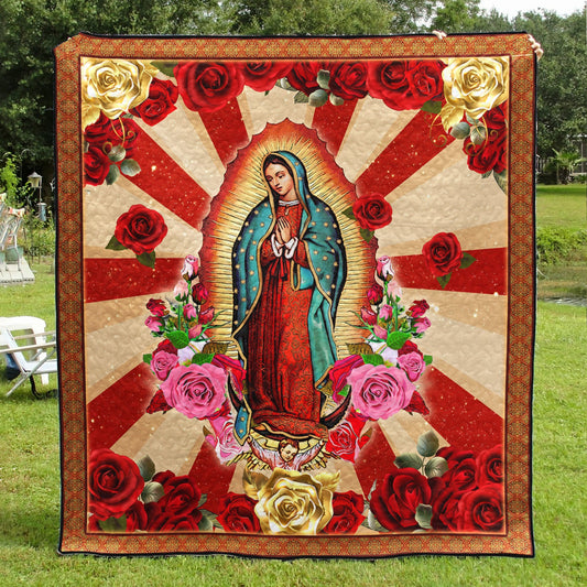 Mother Mary Rose, Our Lady Of Guadalupe Quilt Blanket TL110604Y