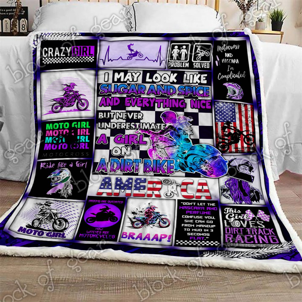 Motocross Girl CL2709323MDF Sherpa Fleece Blanket