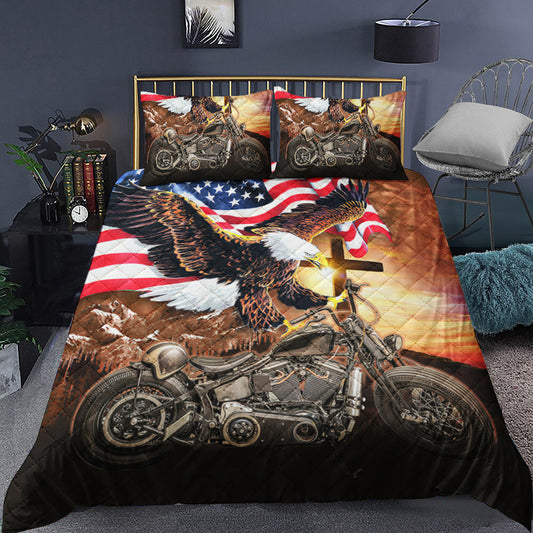 Motorcycle American Eagle Quilt Bedding Set TL140914