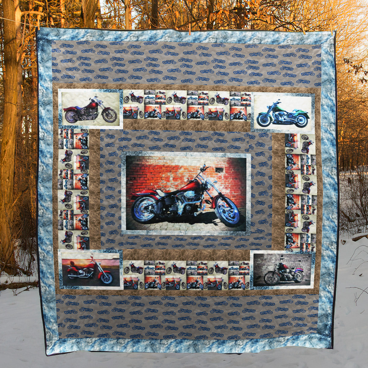 Motorcycle CL28100092MDQ Quilt Blanket