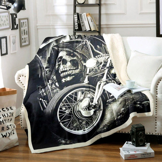 Motorcycle Skull TL2110129TT Sherpa Fleece Blanket