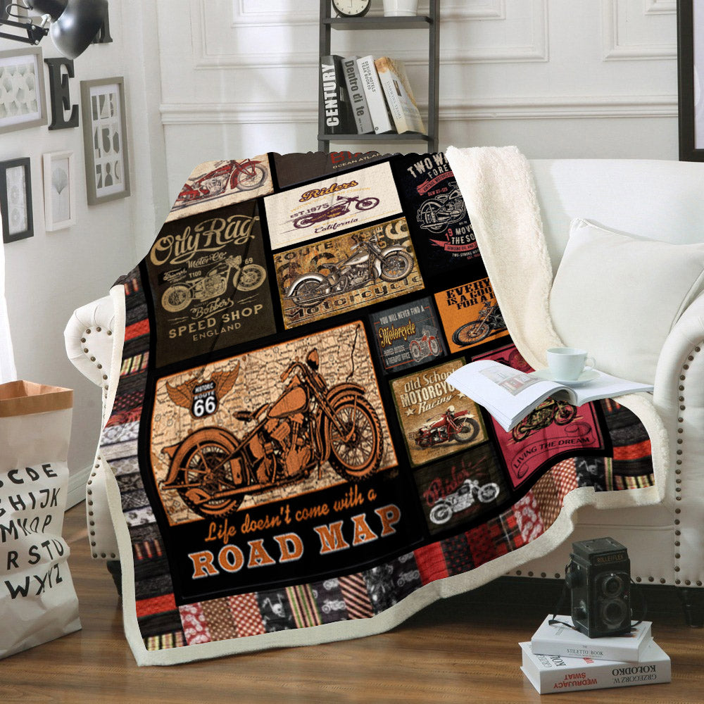 Motorcycle CL02110806MDF Sherpa Fleece Blanket