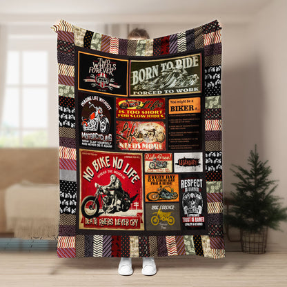 Motorcycle CL170846MD Sherpa Fleece Blanket