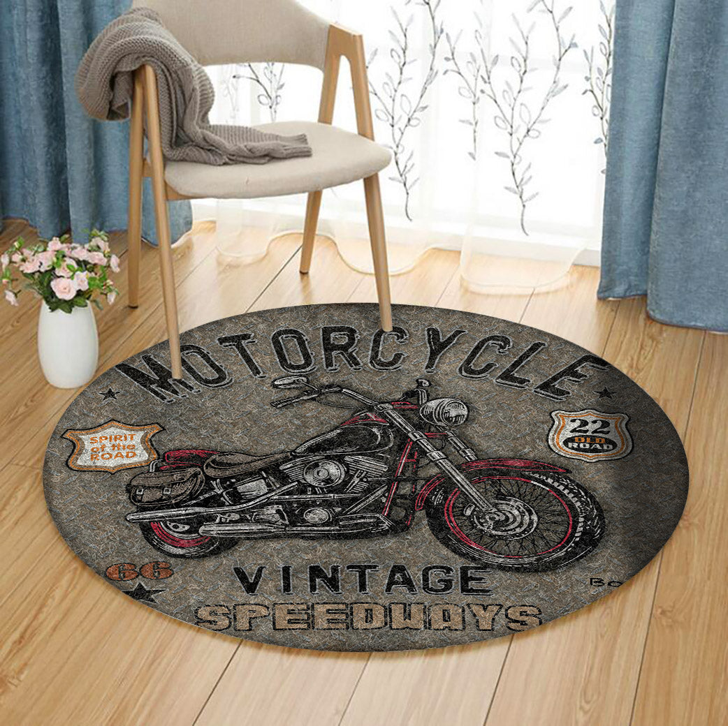Motorcycle HM270941TM Round Area Rug