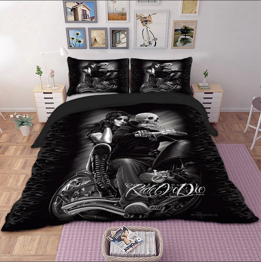 Motorcycle Skull CL250984MDB Bedding Sets