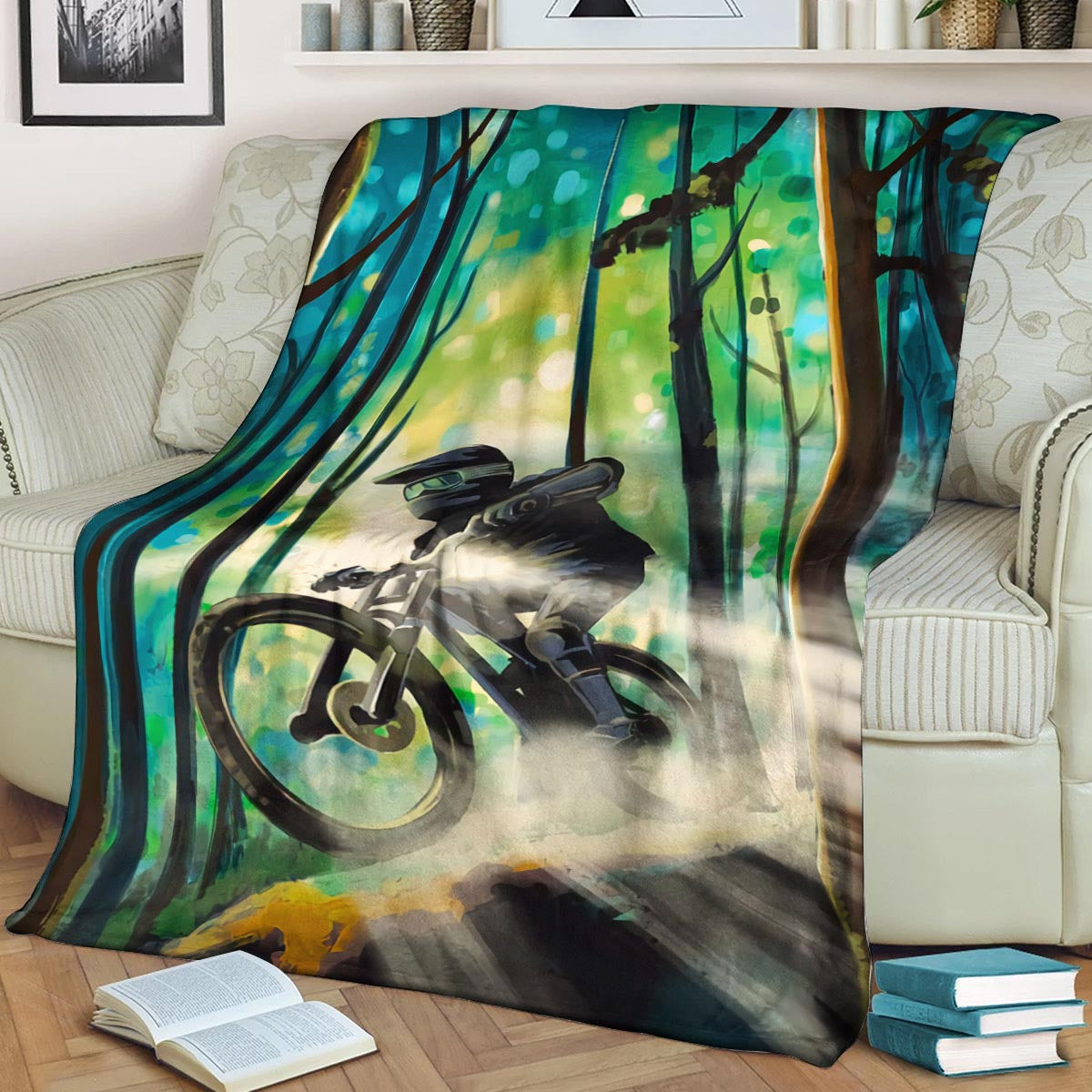 Mountain Biker BL070959F Sherpa Fleece Blanket