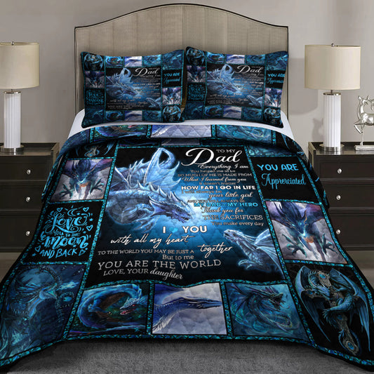 My Dad My Hero Dragon  - Happy Father's Day Quilt Bedding Set HN17042303QB