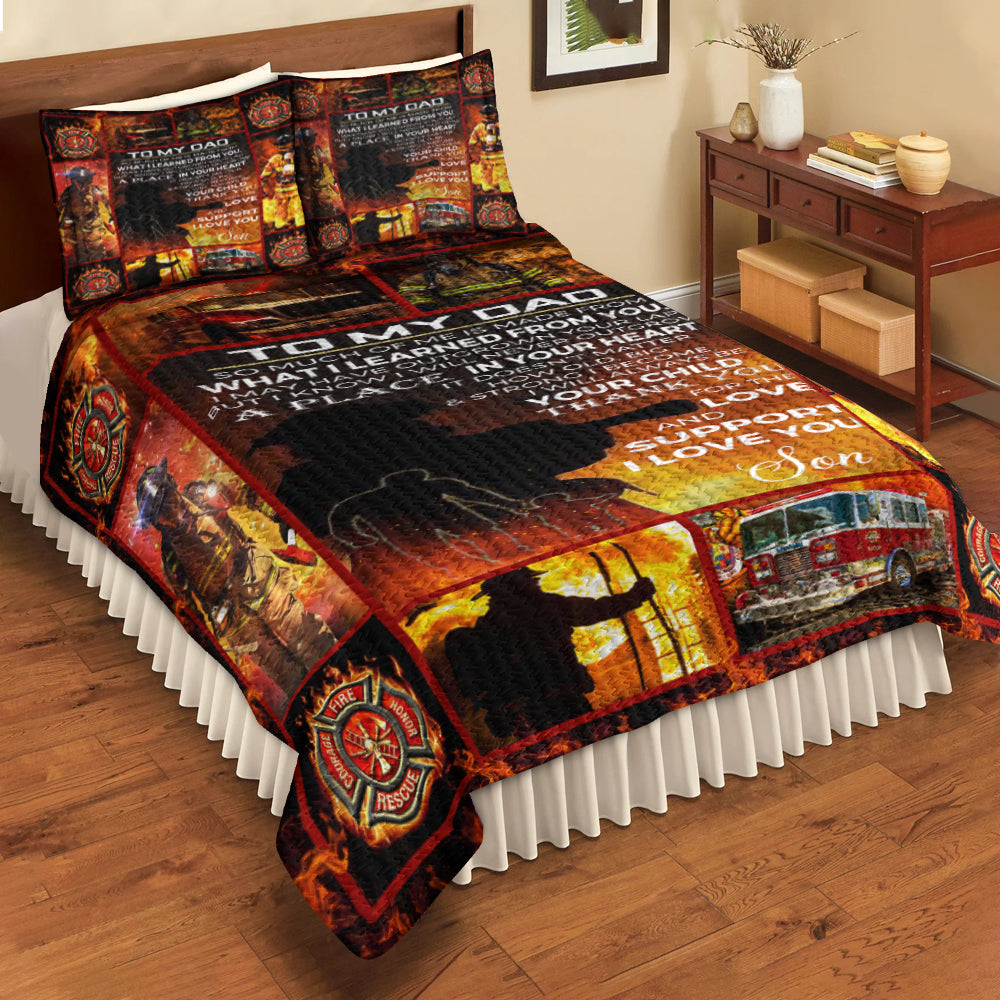 My Dad My Hero Firefighter  - Happy Father's Day Quilt Bedding Set HN17042302QB