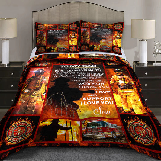 My Dad My Hero Firefighter  - Happy Father's Day Quilt Bedding Set HN17042302QB