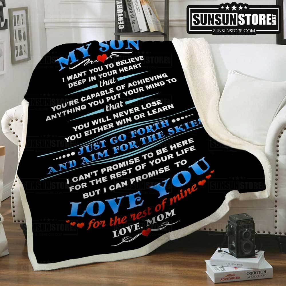 My Son Love, Mom Black CL2100075MDF Sherpa Fleece Blanket