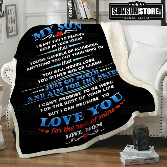 My Son Love, Mom Black CL2100075MDF Sherpa Fleece Blanket