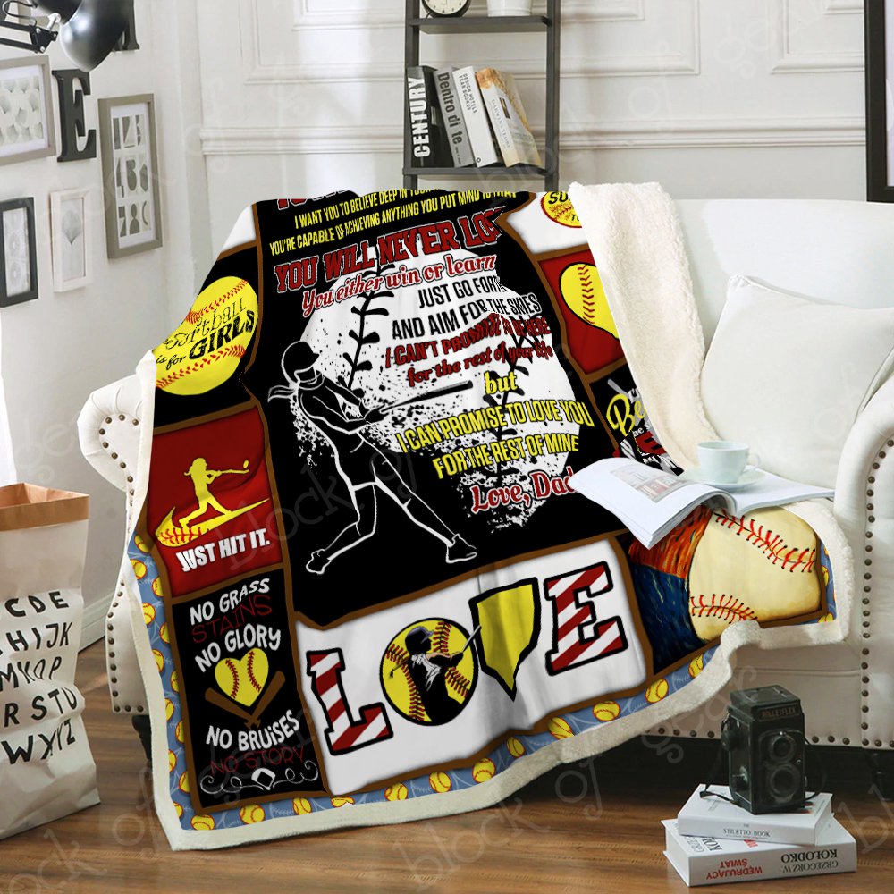 My Daughter My Softball CL03100133MDF Sherpa Fleece Blanket