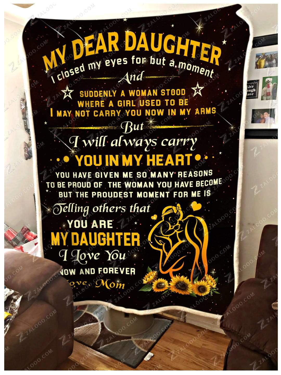 My Dear Daughter Mom CL260924MDF Sherpa Fleece Blanket
