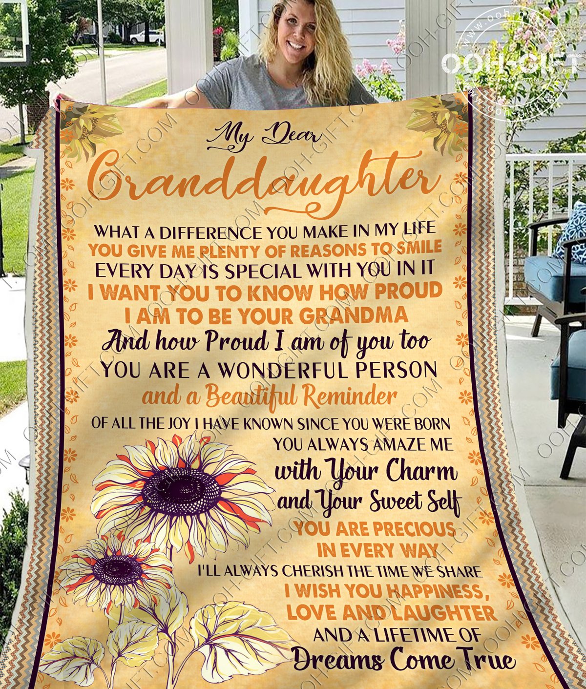 My Dear Granddaughter Grandma CL30100193MDF Sherpa Fleece Blanket