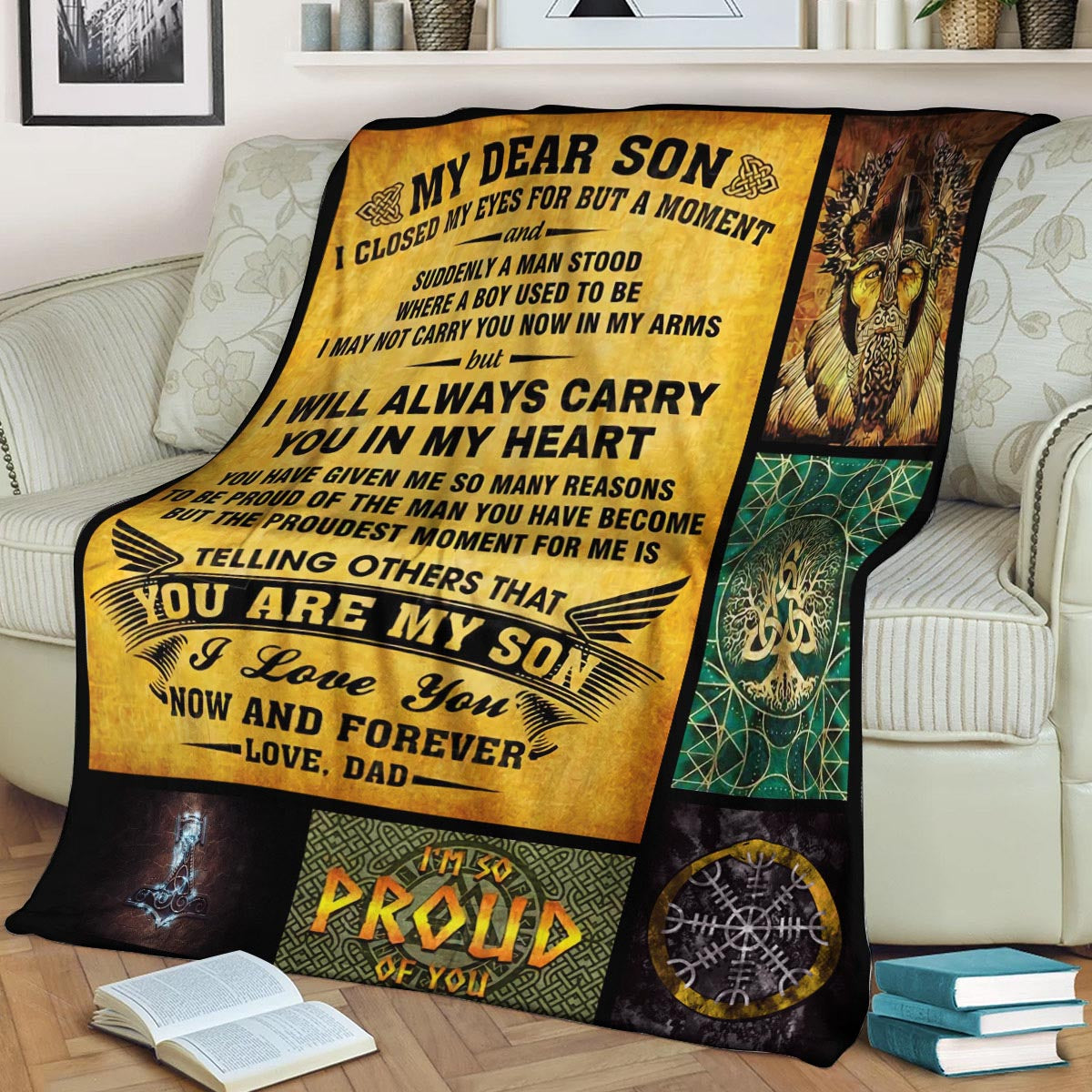 My Dear Son Love, Viking Dad CL2100073MDF Sherpa Fleece Blanket