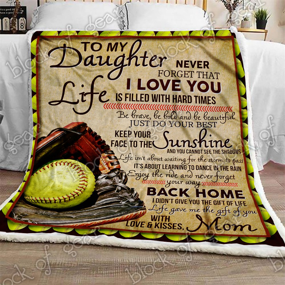 My Softball Daughter CL2709345MDF Sherpa Fleece Blanket