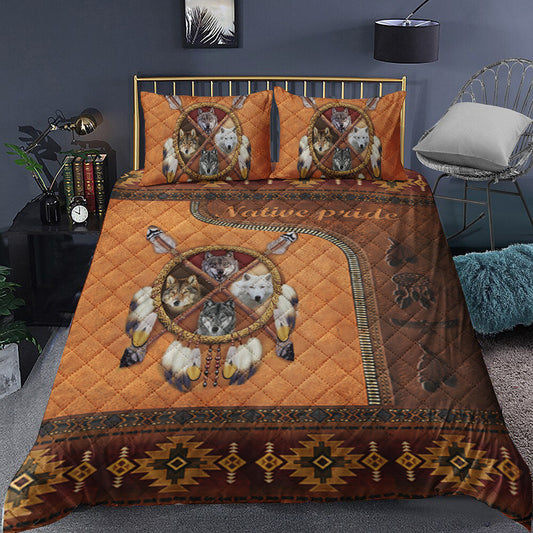 Native American Wolf Quilt Bedding Set TL220905