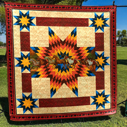 Native American Horses Quilt Blanket HN24022302BL