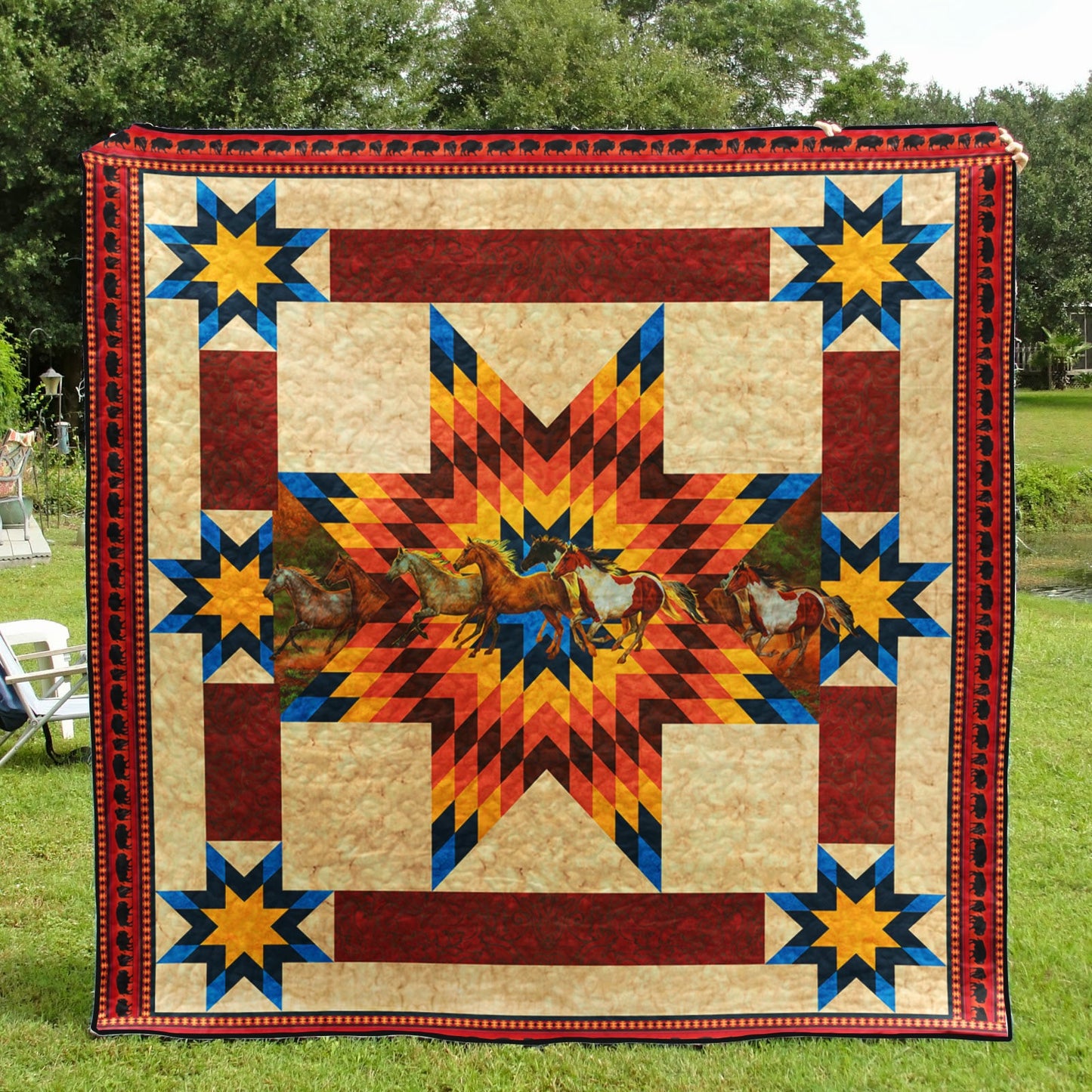 Native American Horses Quilt Blanket HN24022302BL