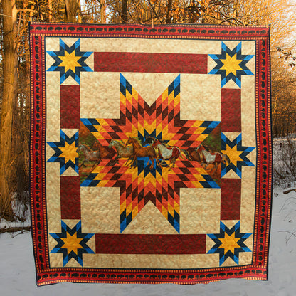 Native American Horses Quilt Blanket HN24022302BL