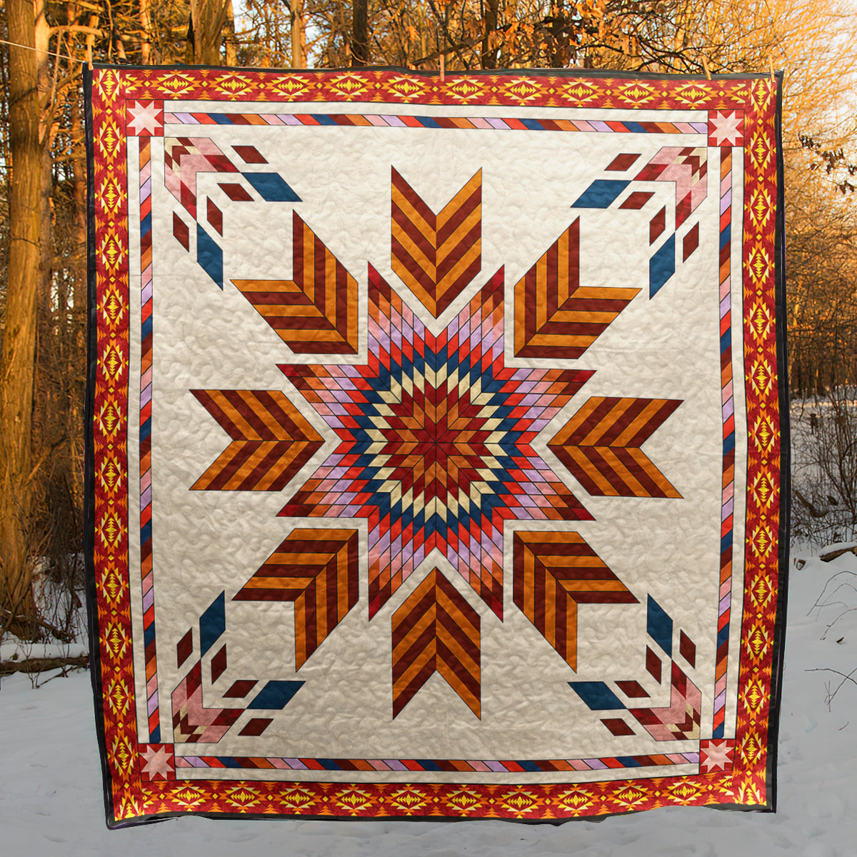 Native American Star Quilt Blanket HN24022303BL