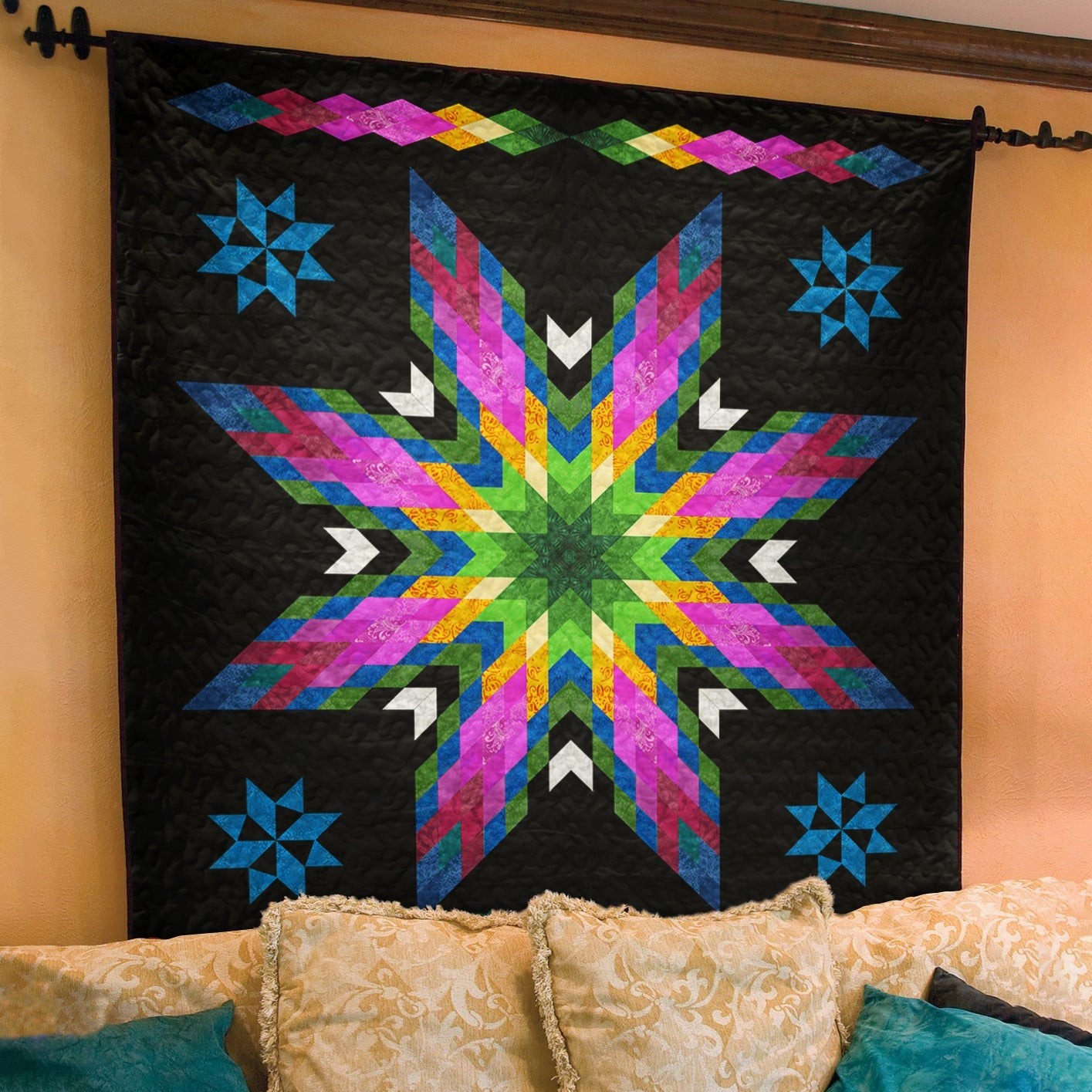 Native American Inspired Star Art Quilt TL04082301BL