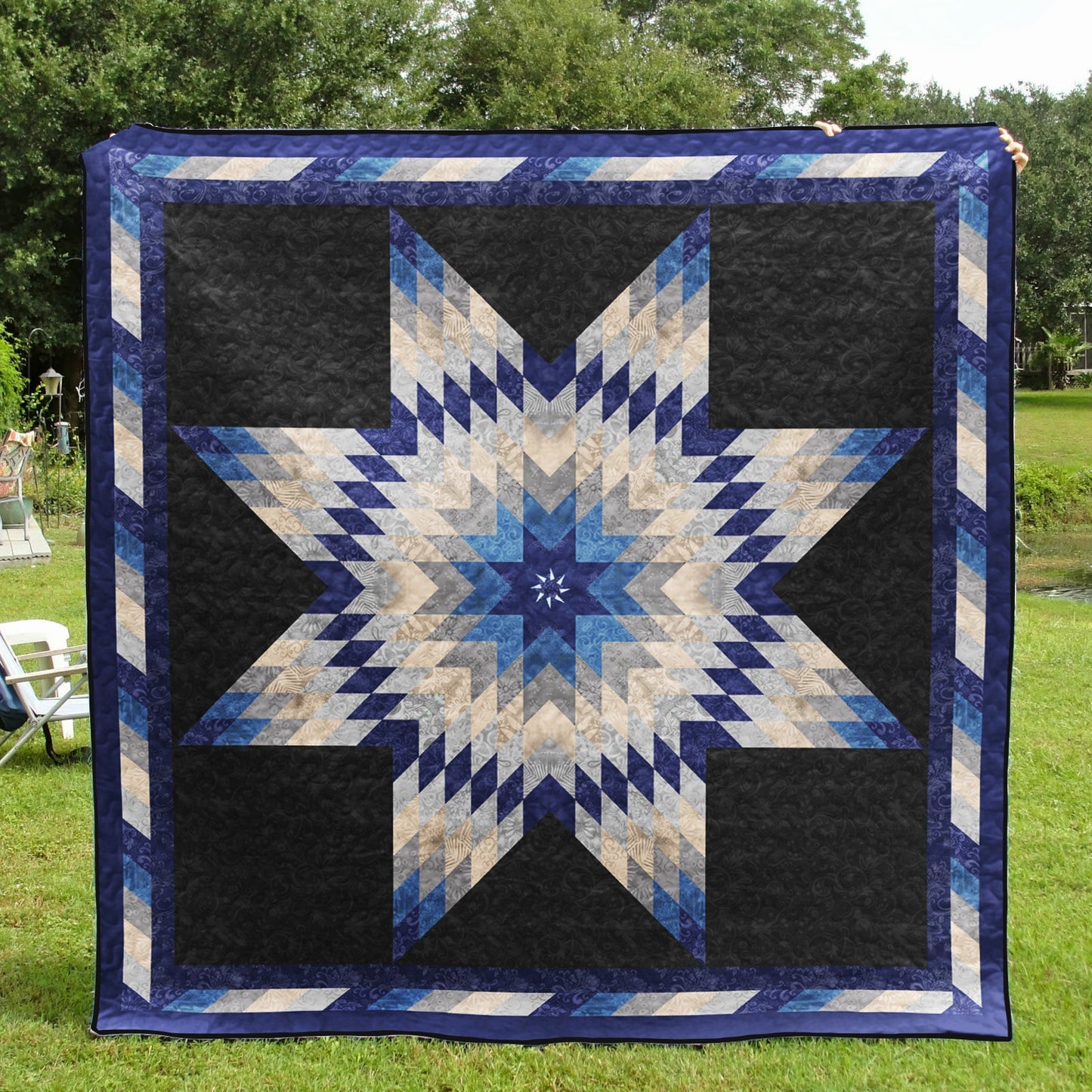 Native American Inspired Blue Star Art Quilt TN250502D