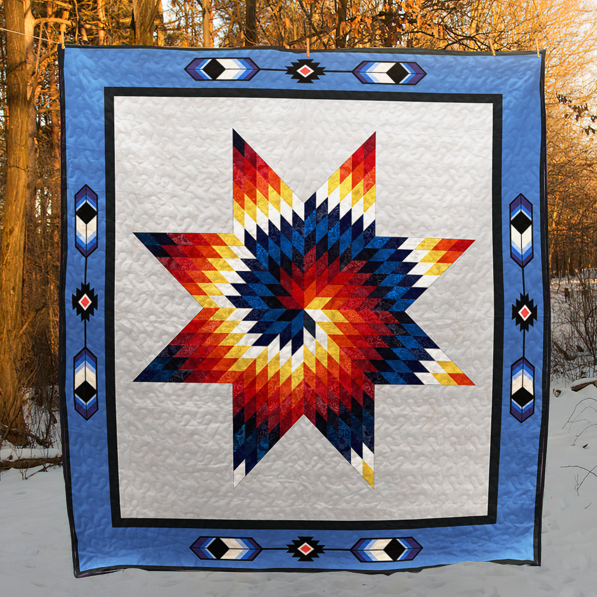 Native American Inspired Blue Star CLP270662 Art Quilt