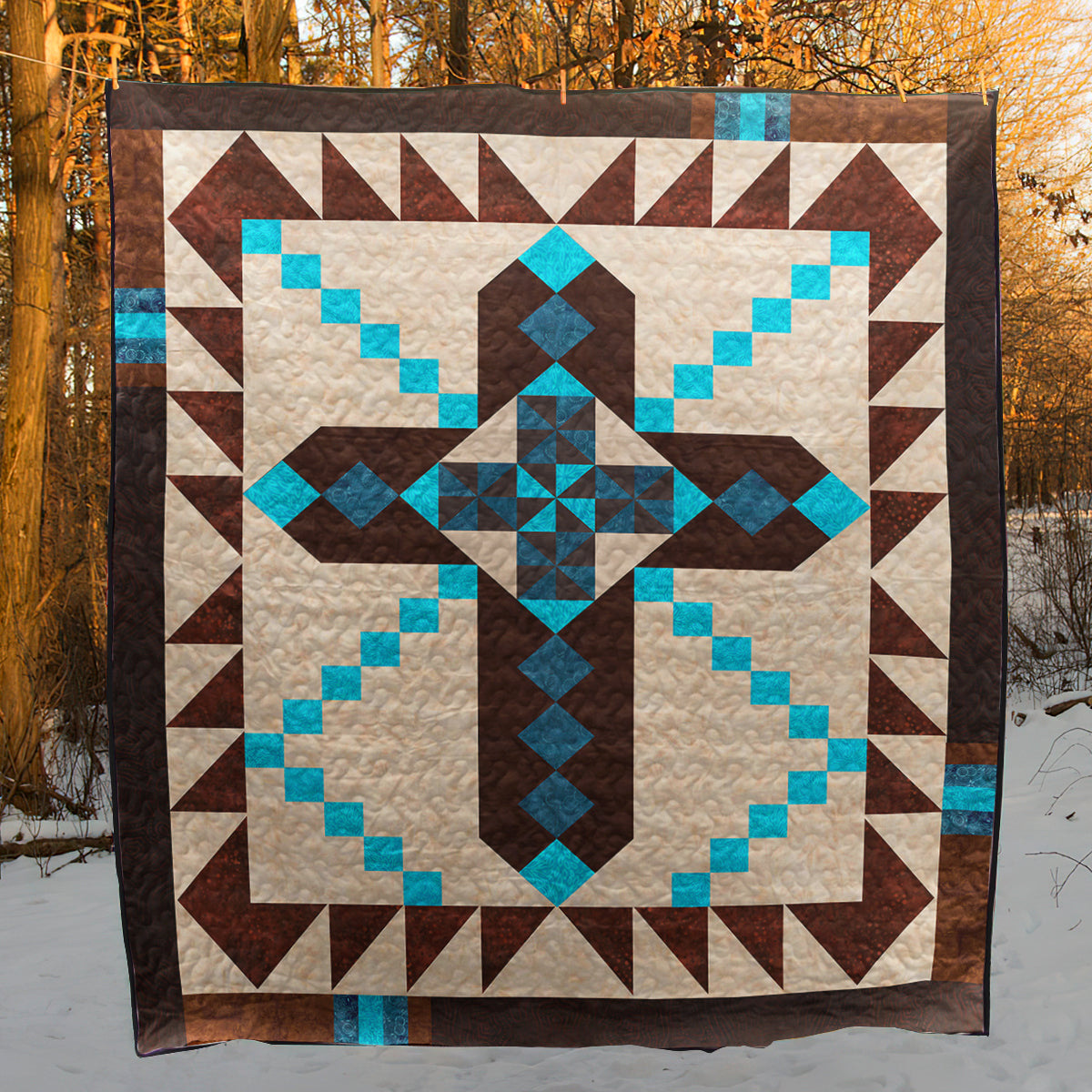 Native American Inspired Christian Cross Art Quilt HN060606M