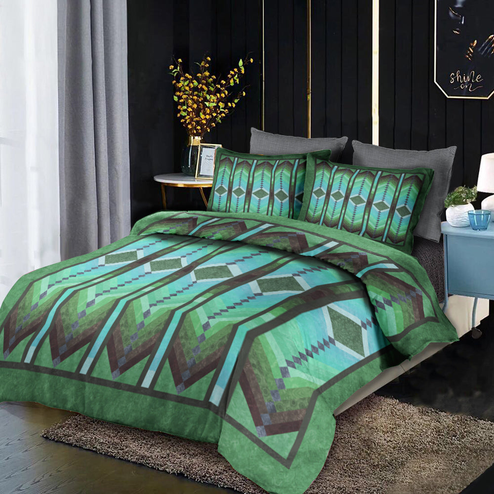 Native American Inspired Green Duvet Cover Bedding Sets MT020607ABS