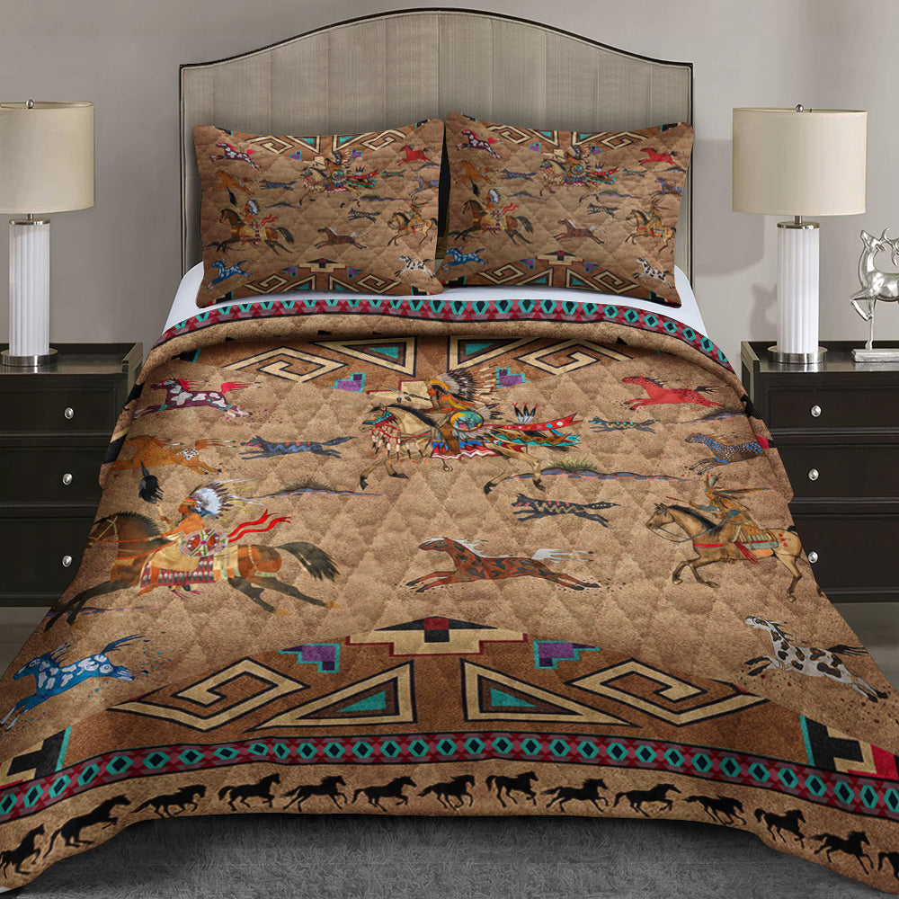 Native American Inspired Horses Quilt Bed Sheet TL030607QS