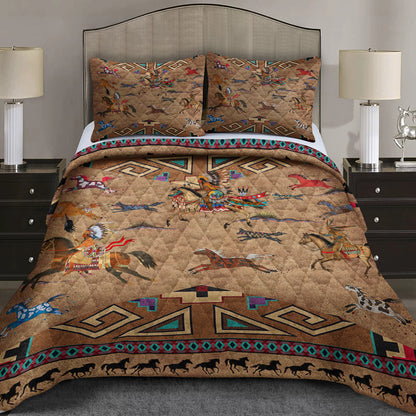 Native American Inspired Horses Quilt Bedding Set TL030607QS