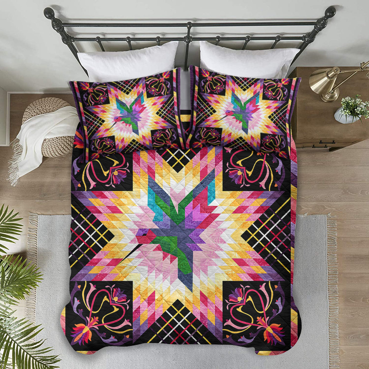 Native American Inspired Hummingbird Star Quilt Bedding Set TL230510Y