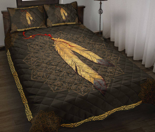 Native American Indian Feathers Quilt Bedding Set CLH1009006