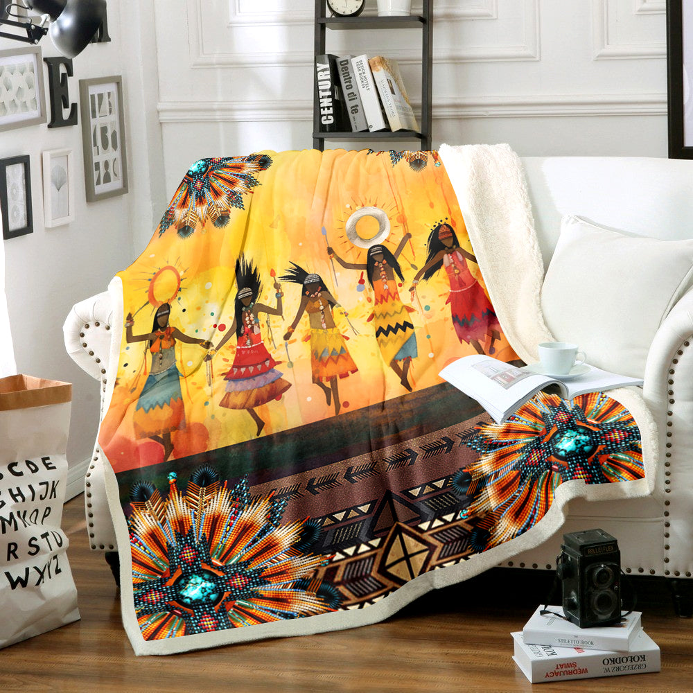 Native American Inspired Pow Wow Sherpa Fleece Blanket TM141003