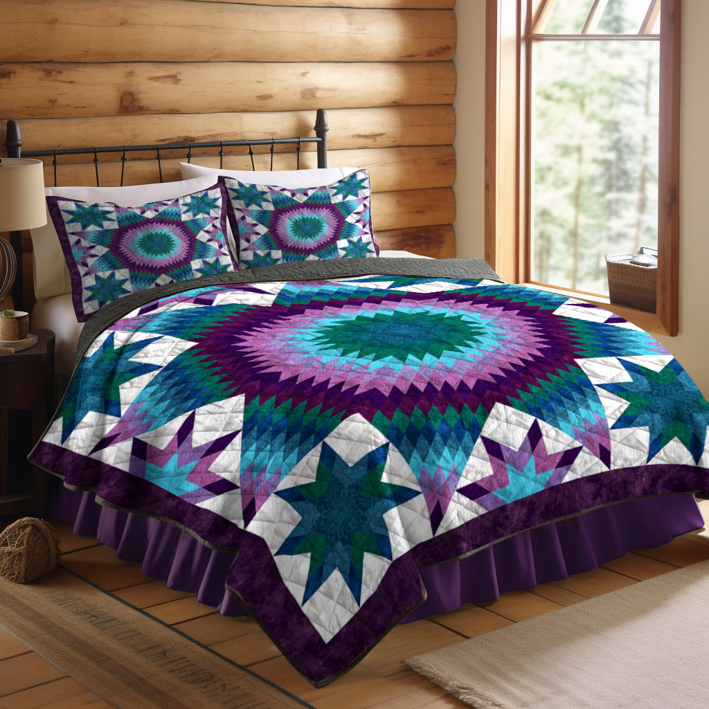 Native American Inspired Purple Star Bird Quilt Bed Sheet TL260509Y