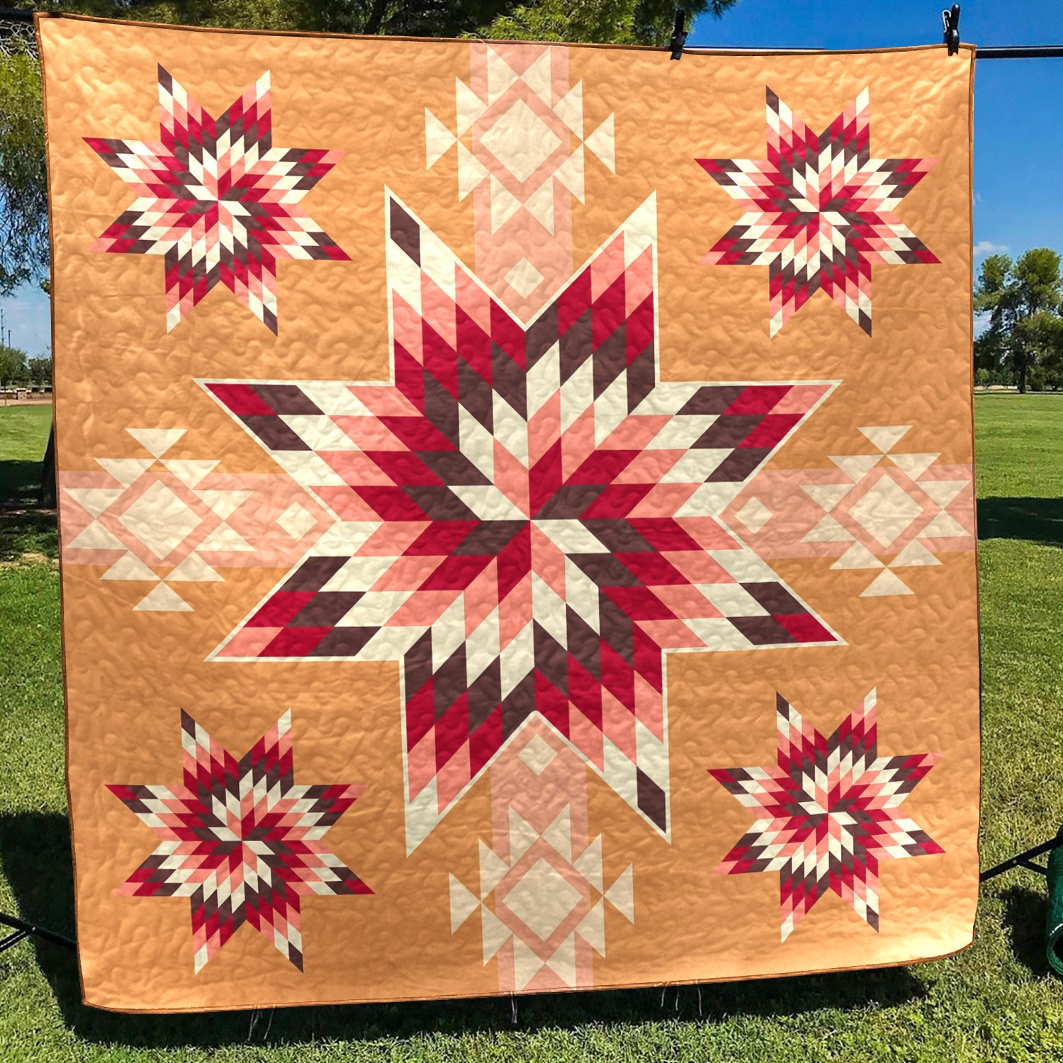 Native Pattern Stars Native American Inspired Star Art Quilt HM01082305BL – Charming Favor
