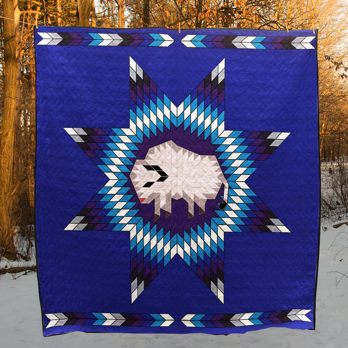 Buffalo Native American Inspired Star Art Quilt HM04082301BL