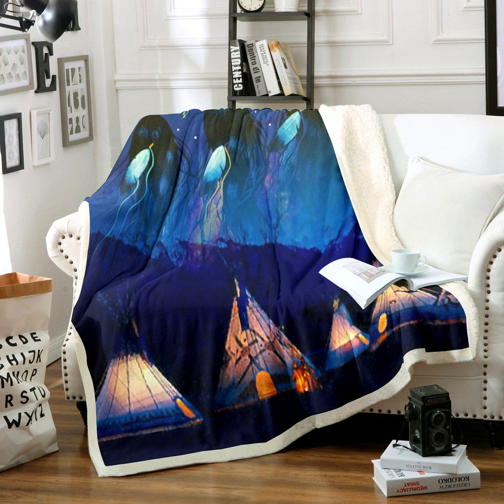 Native American Inspired Sherpa Fleece Blanket MN191003