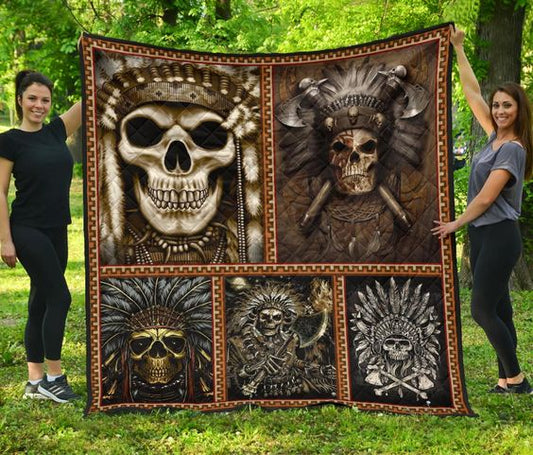 Native American Skull CLA0710571Q Quilt Blanket