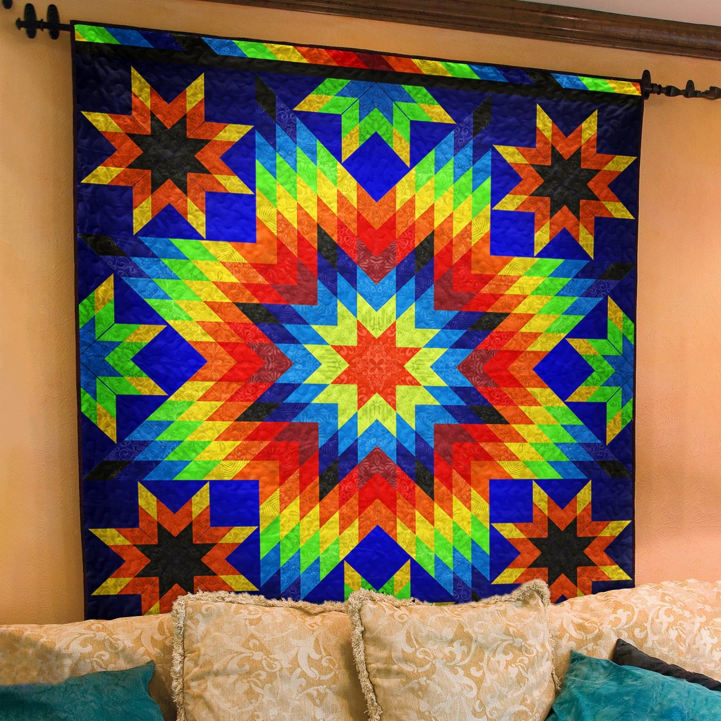 Native American Inspired Star Art Quilt TL03082302BL