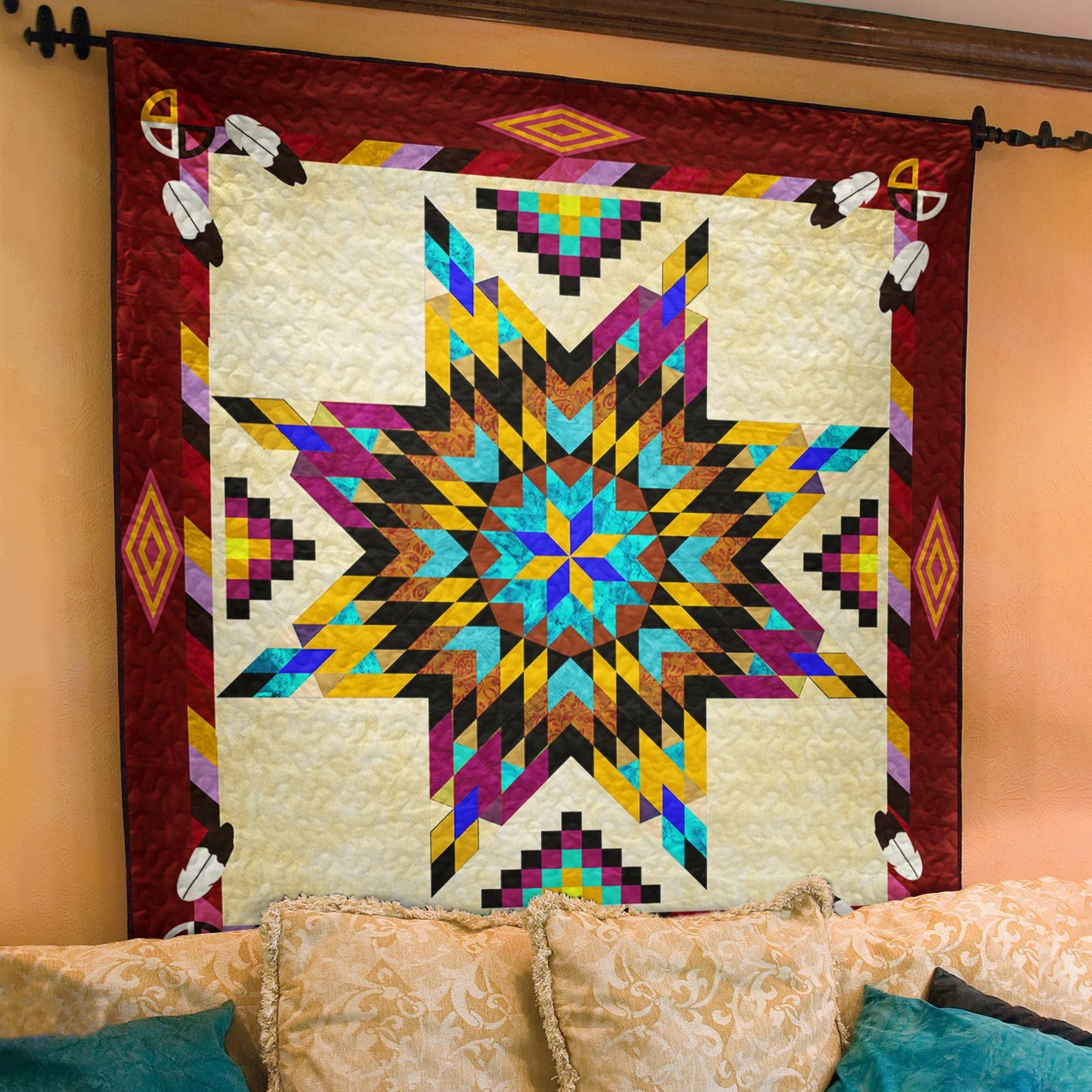 Native American Inspired Star Art Quilt TL03082303BL