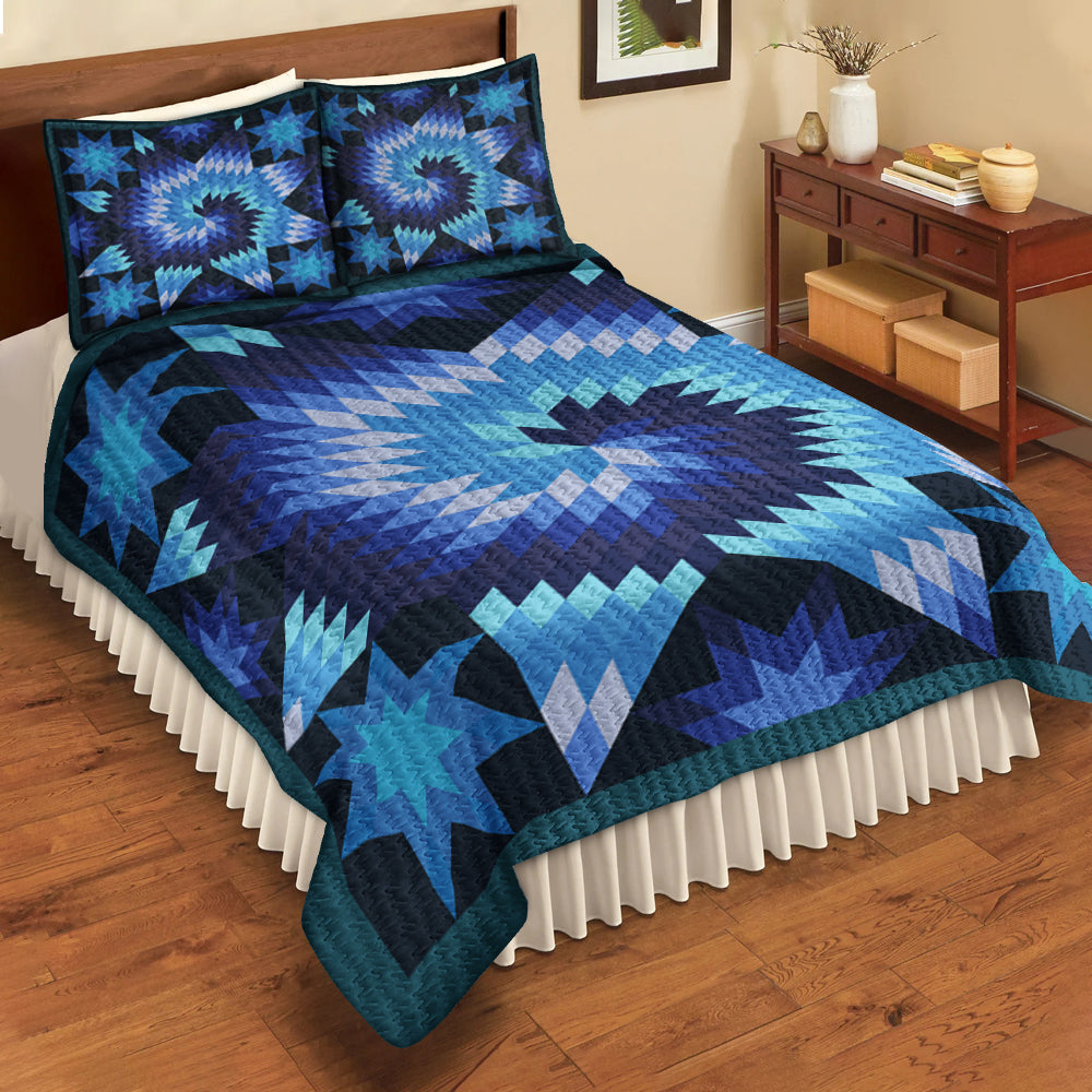 Native American Star Blue Quilt Bedding Set HN240509M