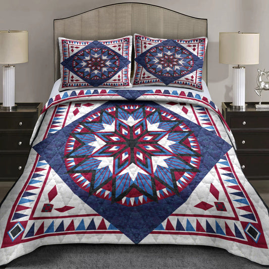 Native American Star Blue Quilt Bedding Set HN310503MBS