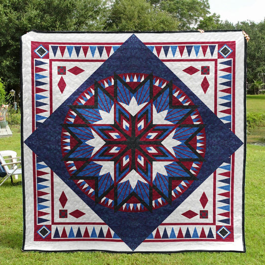 Native American Star Blue Quilt Blanket HN310503M