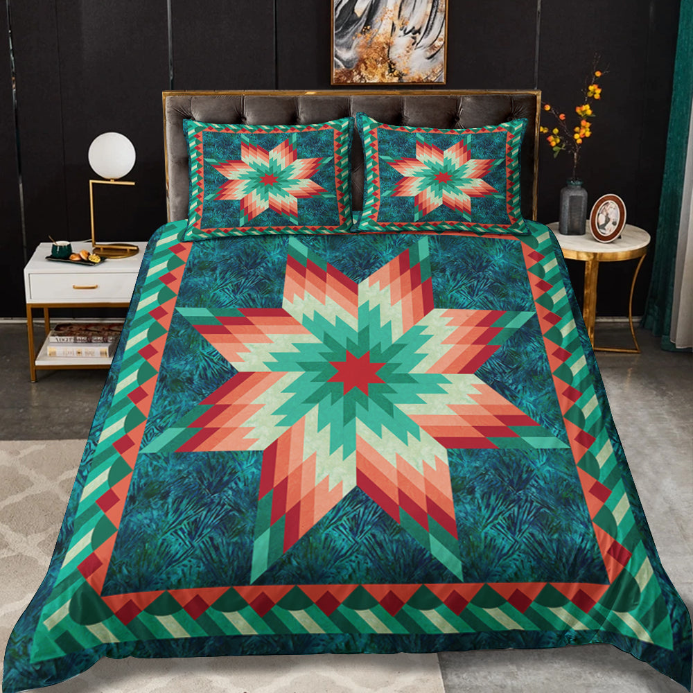 Native American Inspired Star Green Duvet Cover Bedding Sets HN310504MB
