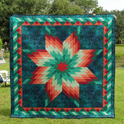 Native American Inspired Star Green Art Quilt HN310504M